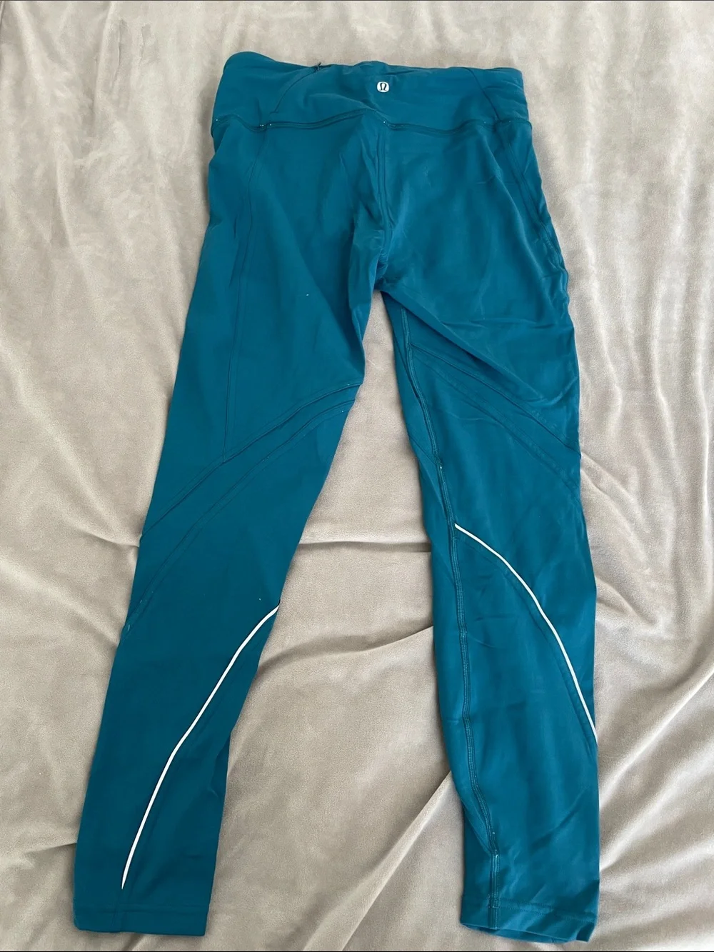 lululemon athletica Teal Athletic Leggings with White Accents